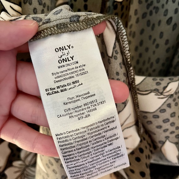 Only Olive Floral Duster Jacket with Tie - Picture 6 of 6